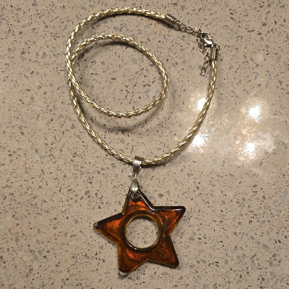 Gold and Brown Star Pendant Necklace